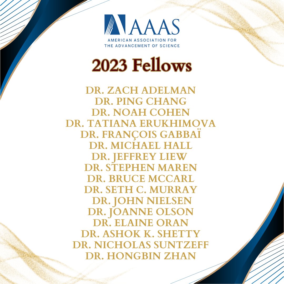 Congratulations to the 17 faculty members who were elected as 2023 fellows of the American Association for the Advancement of Science! Fellowship is one of the most distinguished honors within the scientific community.