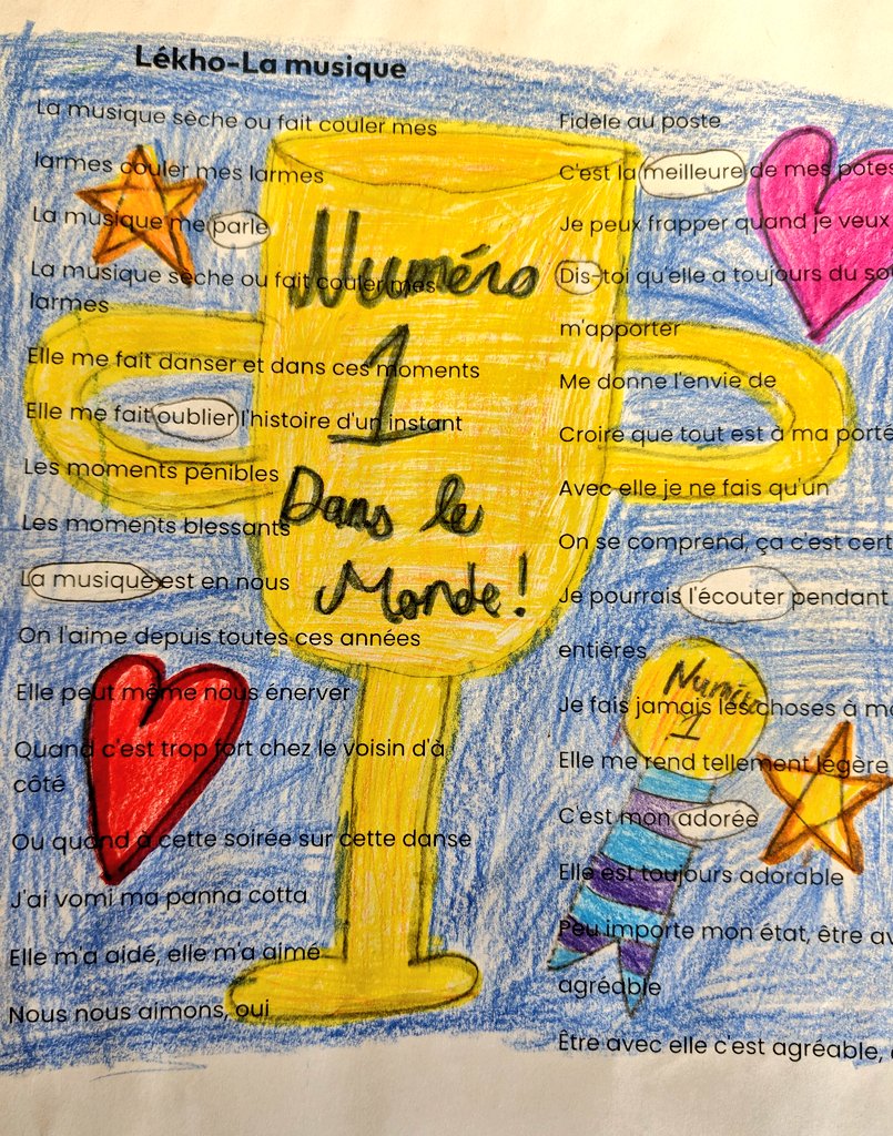 Grade 4 Ss <a href="/StPioDPCDSB/">St. Pio Catholic Elementary School</a> were inspired by the French songs from <a href="/ManieMusicale/">OFFICIAL account</a> and enjoyed showcasing their literacy and art skills through their fantastic shirt designs and blackout poems!