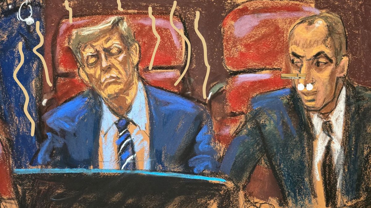 @Angry_Staffer New Trump court sketch just dropped #TrumpSmells