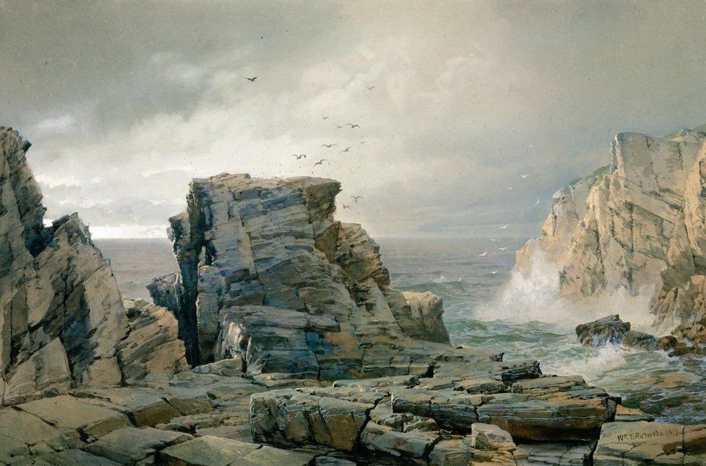 'There is a rapture on the lonely shore, There is society where none intrudes, By the deep Sea, and music in its roar: I love not Man the less, but Nature more.' ~ Lord Byron A Rocky Coast (1877) 🎨 William Trost Richards