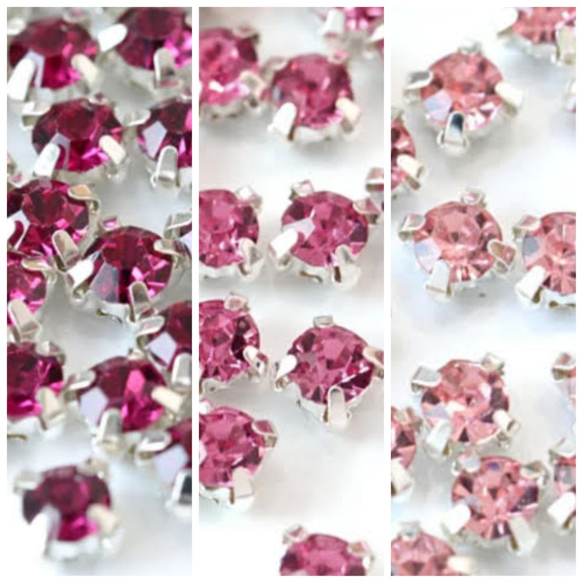 Sew-On Diamante Crystals in a great range of colours, incl three shades of pink, from beadmonster.co.uk 
two channels allow for sewing or threading as a bead ~ if you make tiaras or stitched embellishments check out our Sew-On Diamante Crystal shapes too 
#BeadMonster #Pink