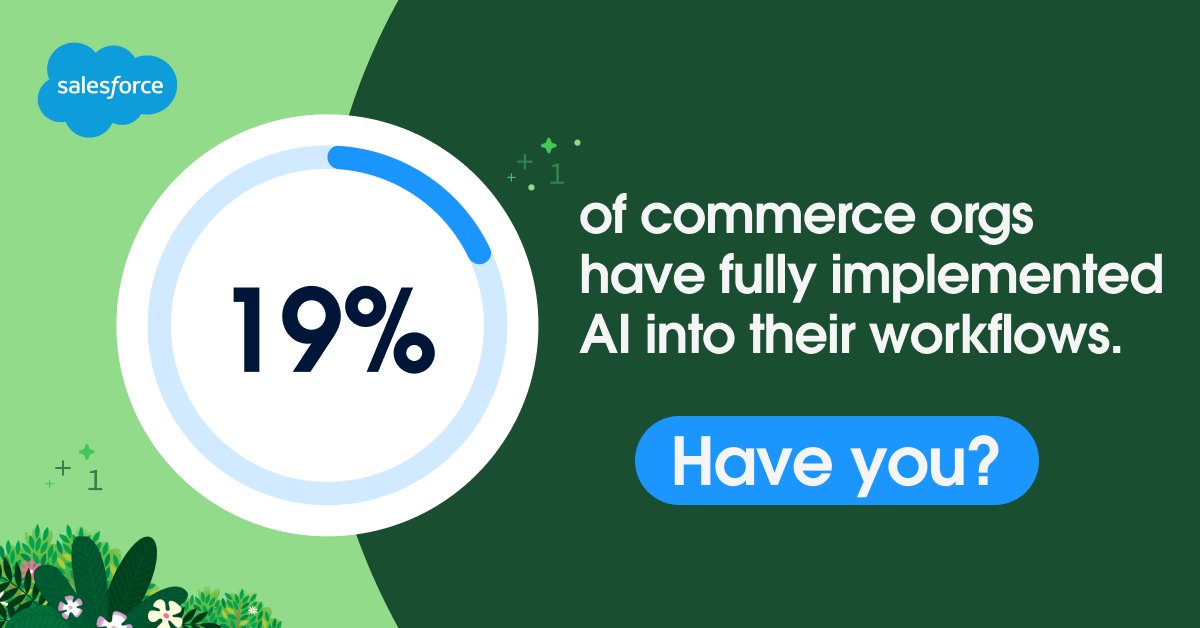 19%ers: How's it going? 81%ers: What are you waiting for? Stay in the know with more commerce stats like these in our State of Commerce report: sforce.co/4990rPe