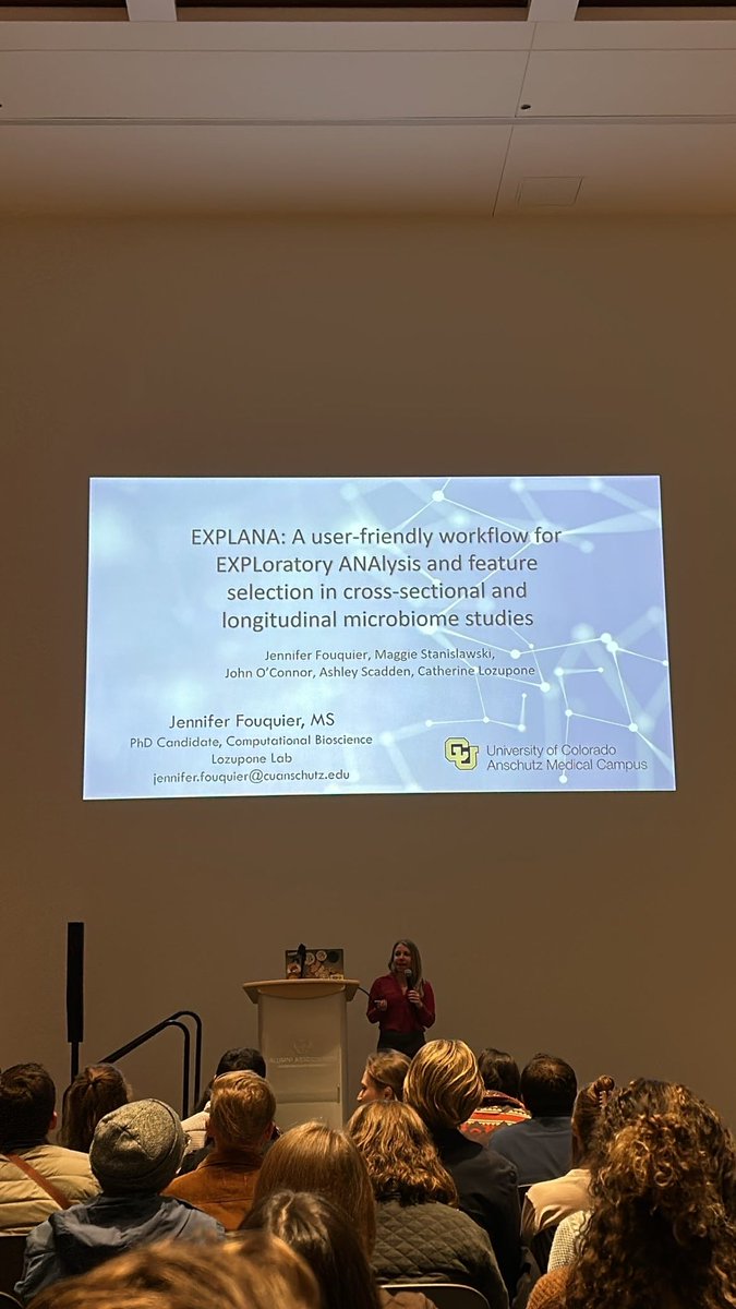 Amazing talk by <a href="/JTFouquier/">Dr. Jennifer Fouquier</a> on ‘EXPLANA: a user friendly workflow for EXPLanatory ANAlysis and feature selection in cross-sectional and longitudinal microbiome studies.’