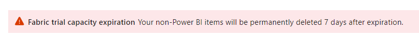 Just beware that the Trial period countdown for your #MicrosoftFabric workloads has started. After you trial expired your Fabric items will be deleted after 7 days. To avoid that make sure you connect your workspace to a paid F-SKU.