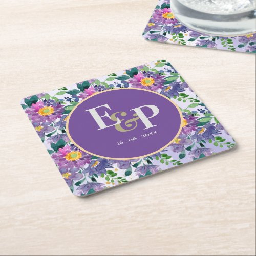 Pretty Purple Blue Florals Monogram Wedding Party  Square Paper Coaster zazzle.com/pretty_purple_… via @zazzle 
#weddingdayessentials #weddingpartycoaster #floralwedding #purplefloralweddingcoaster #zazzlemade