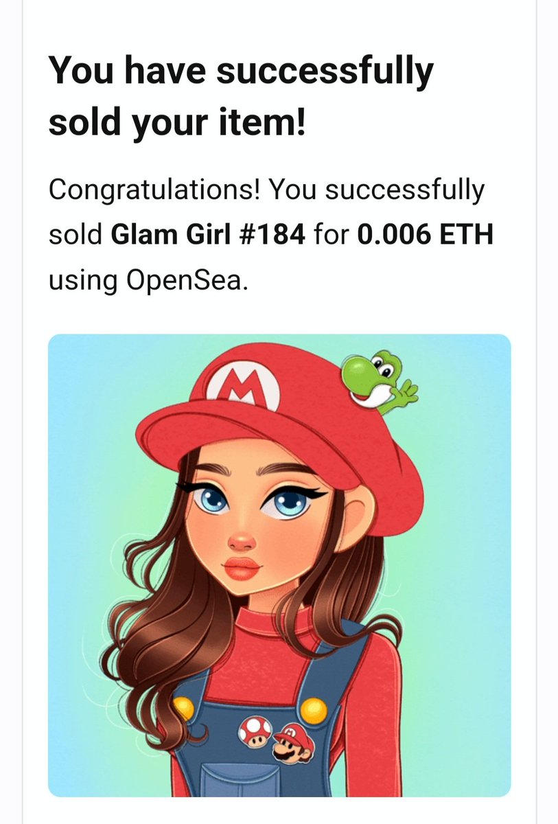 OMG😱 Sold in seconds after listing🤩
Yayyyy🎉🥳🥳🥳🥳
Shout out to legend @STCs8c8 for continuous support for Glam Girls NFT❤️❤️❤️❤️❤️
Thank yooooou sooooo much🤗🫂
I truly appreciate it very much🥰
Please give her a follow fam😍
#NFTsales #NFTs