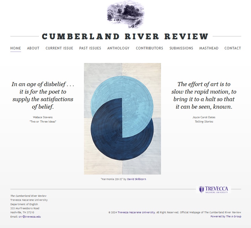 CRRLitMag's tweet image. Thanks to Carol Berg, William Doreski, Tara A. Elliott, Lucas Gardner, Helga Kidder, John Middlebrook, John Moessner, Bonnie Naradzay, David O’Connell, David A. Porter, and Brooke Stanish for contributing to our TERRIFIC NEW ISSUE.
crr.trevecca.edu