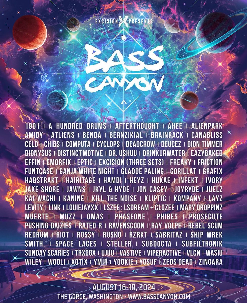Bass Canyon has released its 2024 lineup 😮