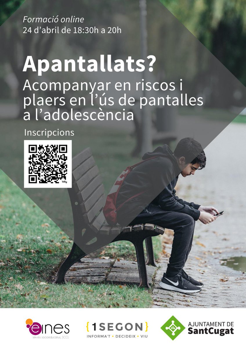 Bona tarda! Des de L'Escola de Famílies de l'AFA us compartim dues xerrades que poden ser del vostre interès, sobre la dislèxia i els trastorns de la lectoescriptura i sobre l'ús de pantalles en l'adolescència. Totes dues són la setmana que ve!
<a href="/afapinsvalles/">AFA Escola Pins del Vallès</a>
<a href="/ajsantcugat/">Aj. Sant Cugat</a>