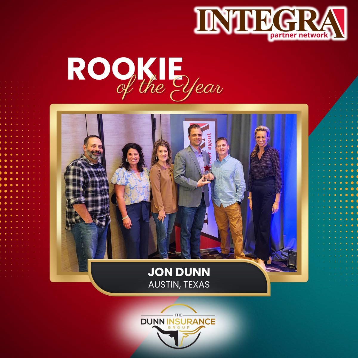Congratulations to our Integra Partner Network 'Rookie of the Year,' Jon Dunn, owner of The Dunn Insurance Group in Austin, Texas. 

Find your way to Integra!

#integra #agencygroup #independentagent #independentagency # #insurance #insuranceagent #insuranceagency #findyourway