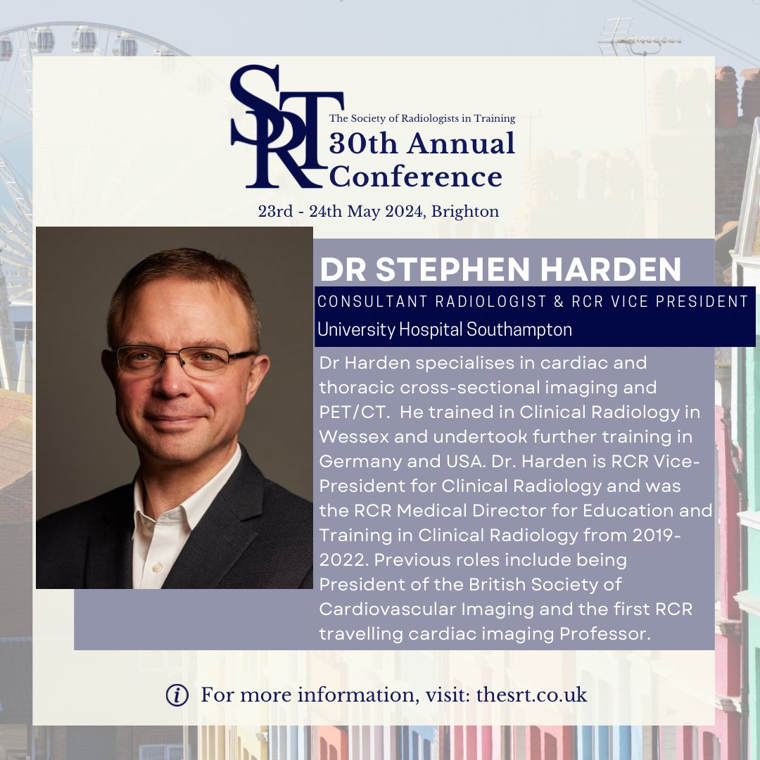 🔍 Interested in learning about the latest educational and political challenges in radiology? Don't miss Dr. Stephen Harden's insightful talk at the SRT 30th Annual Conference! Book your ticket now and explore the full programme at thesrt.co.uk. See you there! 🎉