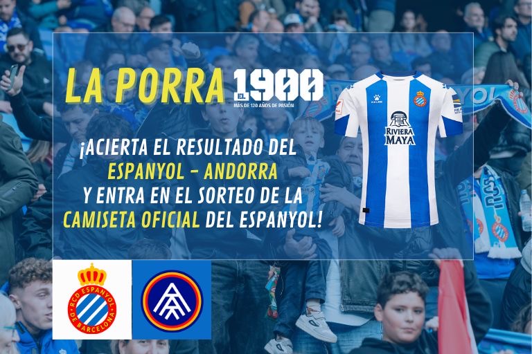 🚨 SORTEO ‘El 1900’

👕Pericos, ¿queréis ganar la camiseta oficial del @RCDespanyol? 

Para entrar en el sorteo tenéis que:
⚠️ Seguirnos en Twitter + RT
👉🏼 Hacer vuestra porra del #EspanyolAndorra 

⏰Podréis participar hasta el domingo a las 14:00 horas

#rcde #SomEl1900 #El1900