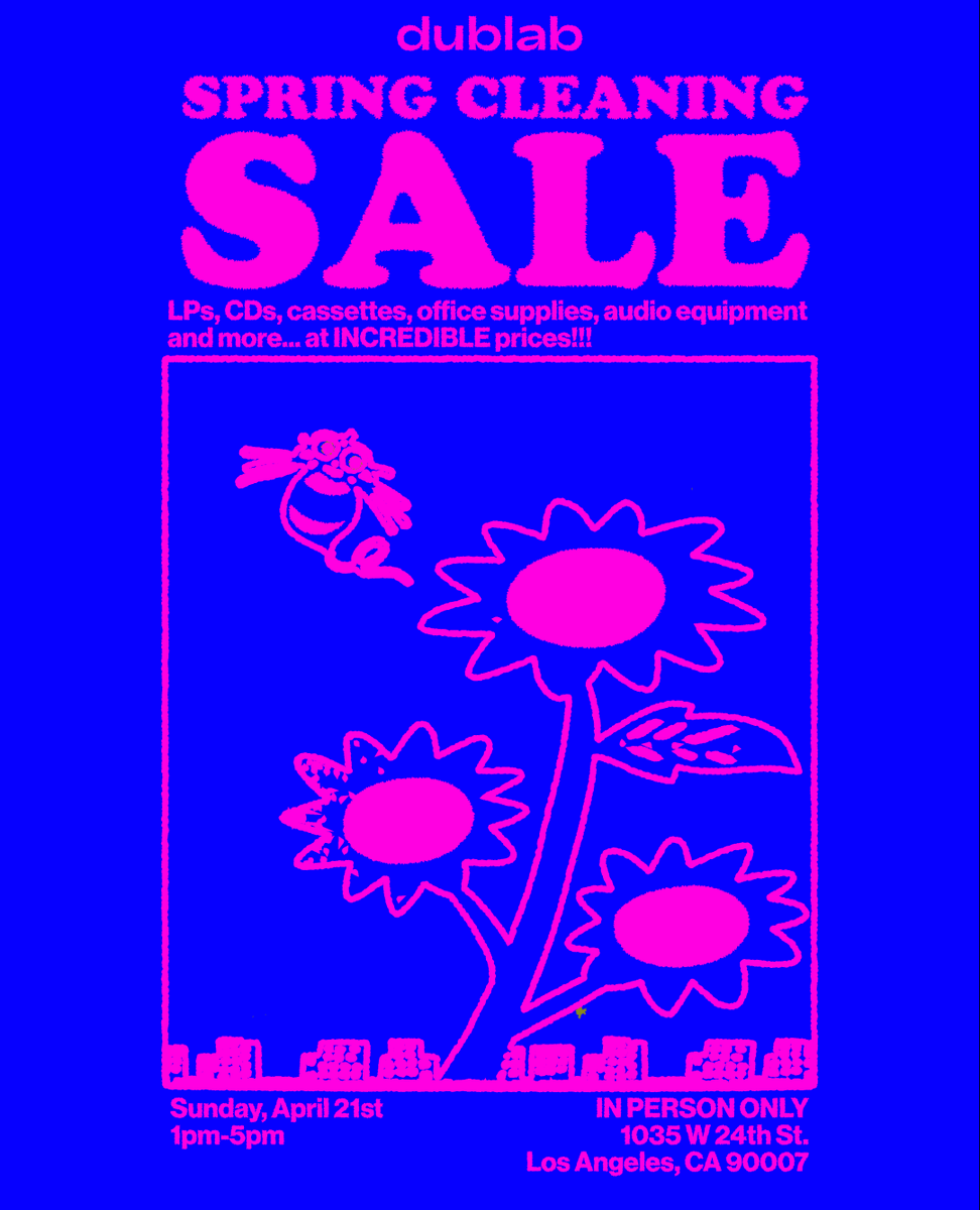 This Sun. 4/21 dublab Spring Cleaning Sale! 1pm-5pm⁠ ⁠ LPs, CDs, cassettes, office supplies, audio equipment & more!⁠ at INCREDIBLE prices!!! We accept Cash, Venmo, paypal, bitcoin, etc...⁠ ⁠ IN PERSON ONLY at our studio:⁠ 1035 W. 24th St, Los Angeles, CA 90007⁠