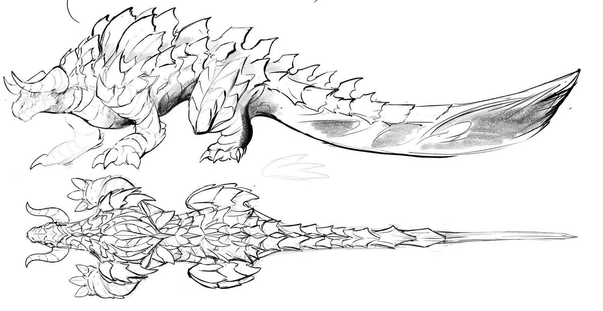 'Wyvern Cross' 
Reference sheet I'm working on, this one got a lof of different inspirations(Stegosaurus, Safi'Jiiva, Tyrannomon and others) and ideas for it, also I made a scale references to make sure that in all the poses have the same amount of spikes and also look natural.