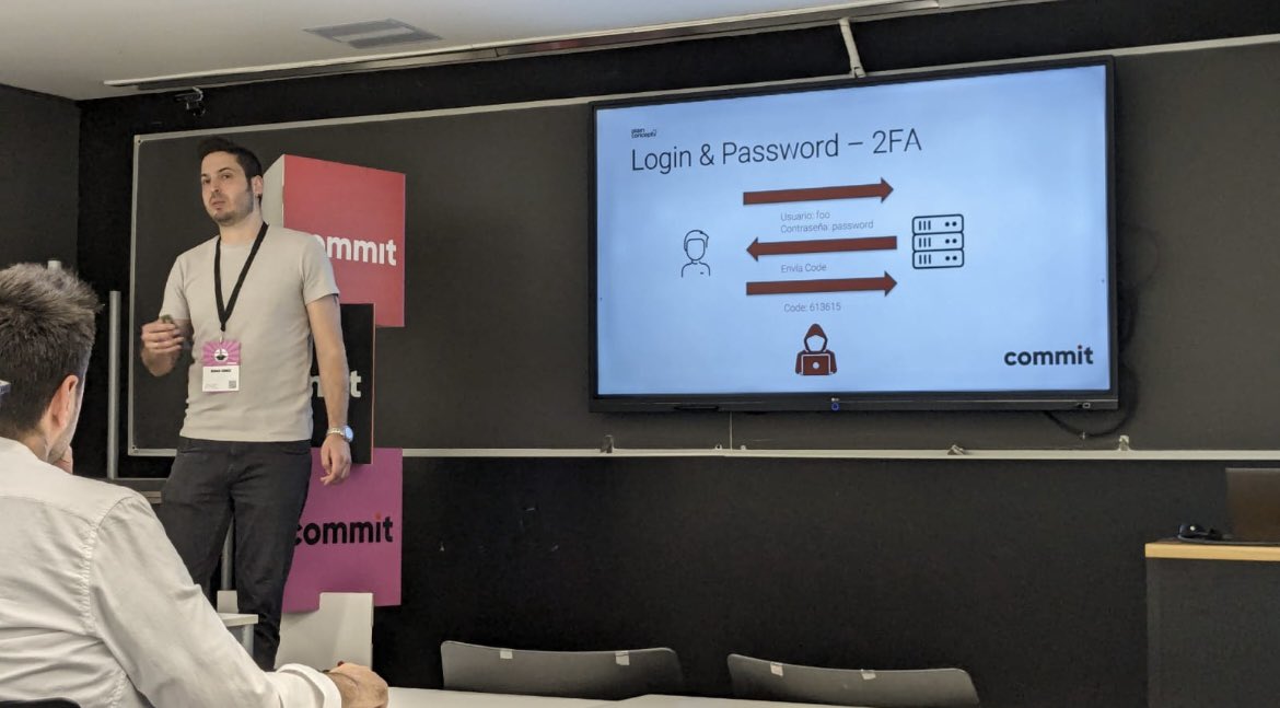 plainconcepts's tweet photo. Nuestro compañero @RubenGomGar también ha participado hoy en la @commitconf. 🚀

En su charla “Passwordless - WebAuthn for .NET” ha explorado la tecnología #WebAuthn y cómo implementarla en aplicaciones .NET para lograr una autenticación sin contraseñas segura y fácil de usar. https://t.co/LU9HXqx2AW