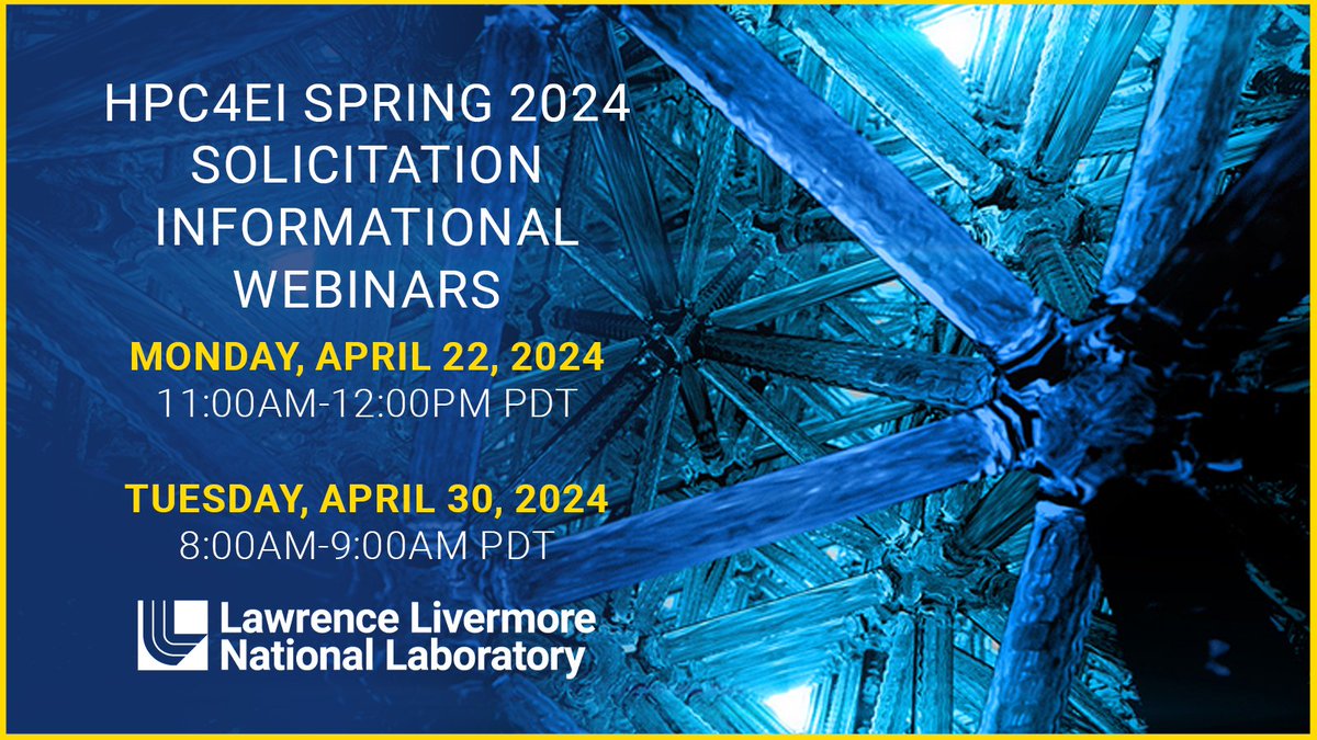 Want to partner with @ENERGY national labs to address key #energy and #decarbonization challenges for domestic manufacturers? Join High Performance Computing for Energy Innovation leadership for webinars on the HPC4EI's latest solicitation on 4/22 or 4/30: livermorelab.info/4aKi2yr