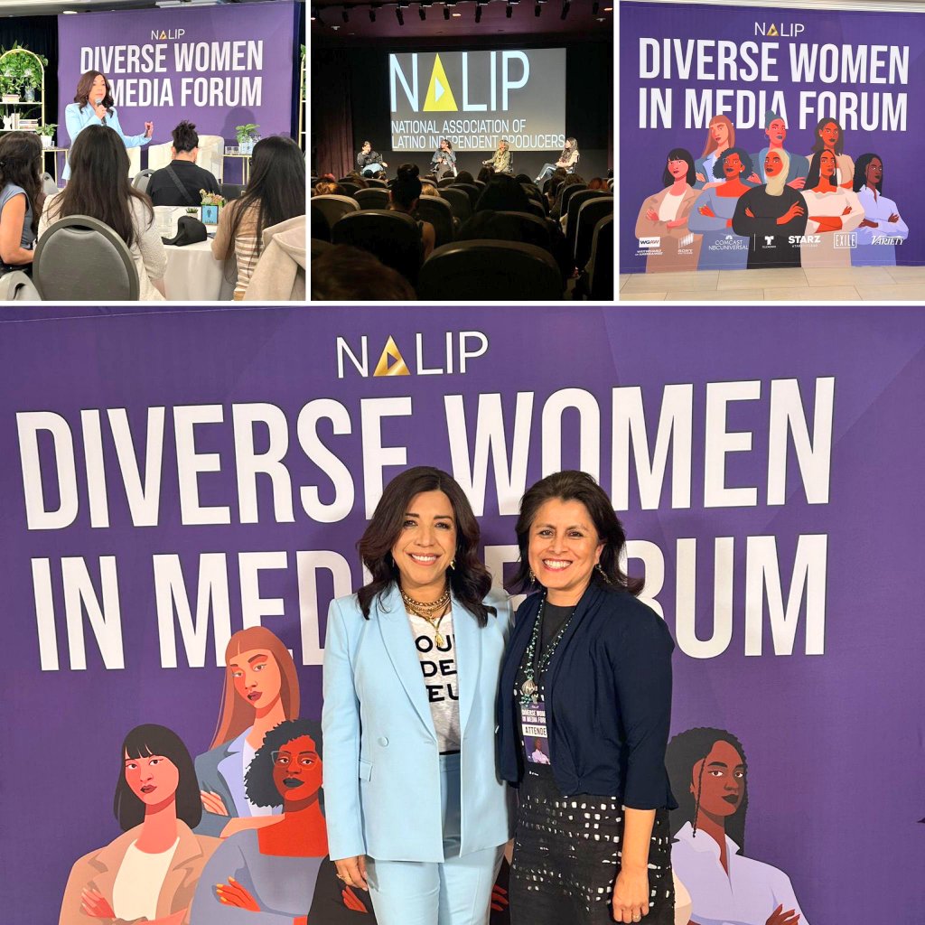 .@ConsulMexLan 🇲🇽 was represented by the Consul for cultural affairs Aida Velasco (@Aidavepe1) at today’s @NALIP_org Diverse women in Media Forum, celebrating empowerment, collaboration & meaningful change in the industry 📺📽️💜💜