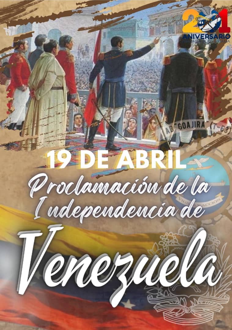 Goajirat63's tweet photo. Hace 214 años la revolución del 19 de abril de 1810, marcó el inicio de la lucha por la Independencia del dominio español en Venezuela, el pueblo mantiene firme su voluntad y decisión de no someterse a ningún imperio.
Vigilia y Acción 
Avanzar y Vencer! https://t.co/hoxfvYhCO0