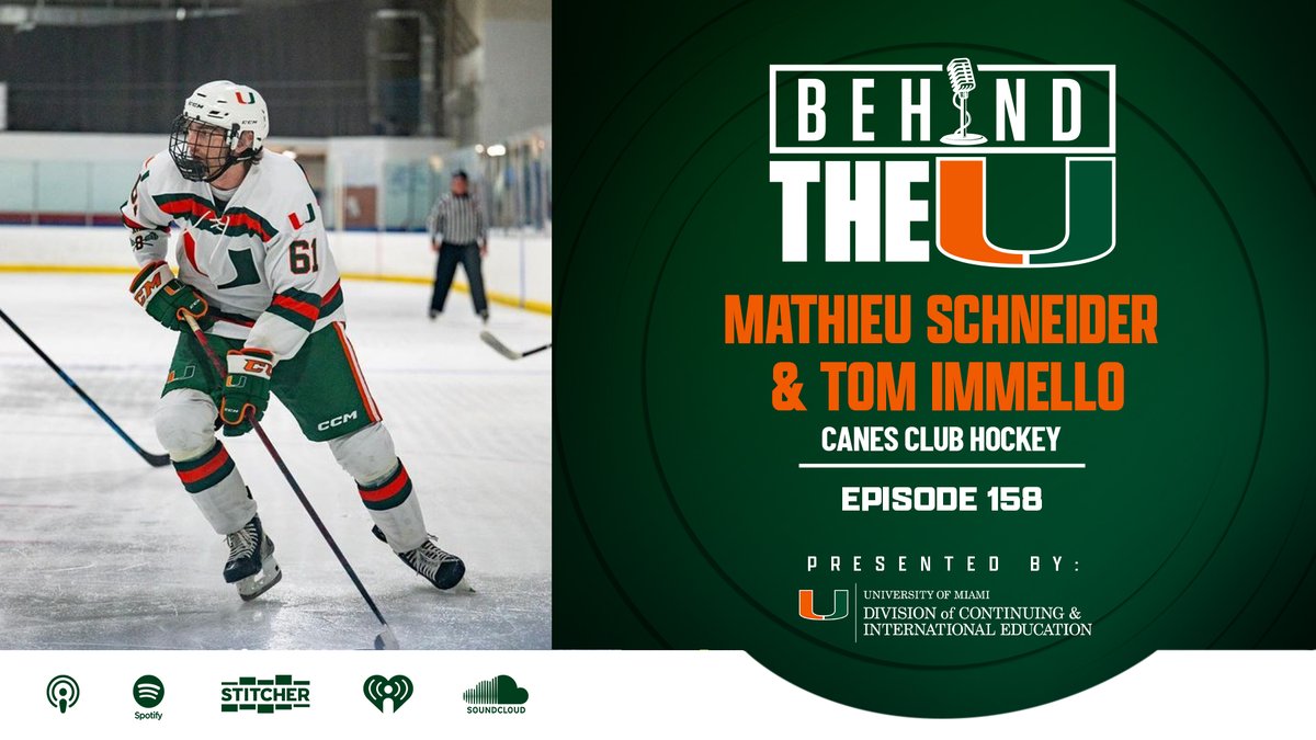 On this week's episode of the 'Behind The U' podcast, @joshdarrow checks in with the 2024 AAU College Hockey DIII National Champion @canes_hockey team! Senior Mathieu Schneider and coach Tom Immello talk about the title run and much more. Listen: miamihurricanes.com/podcast