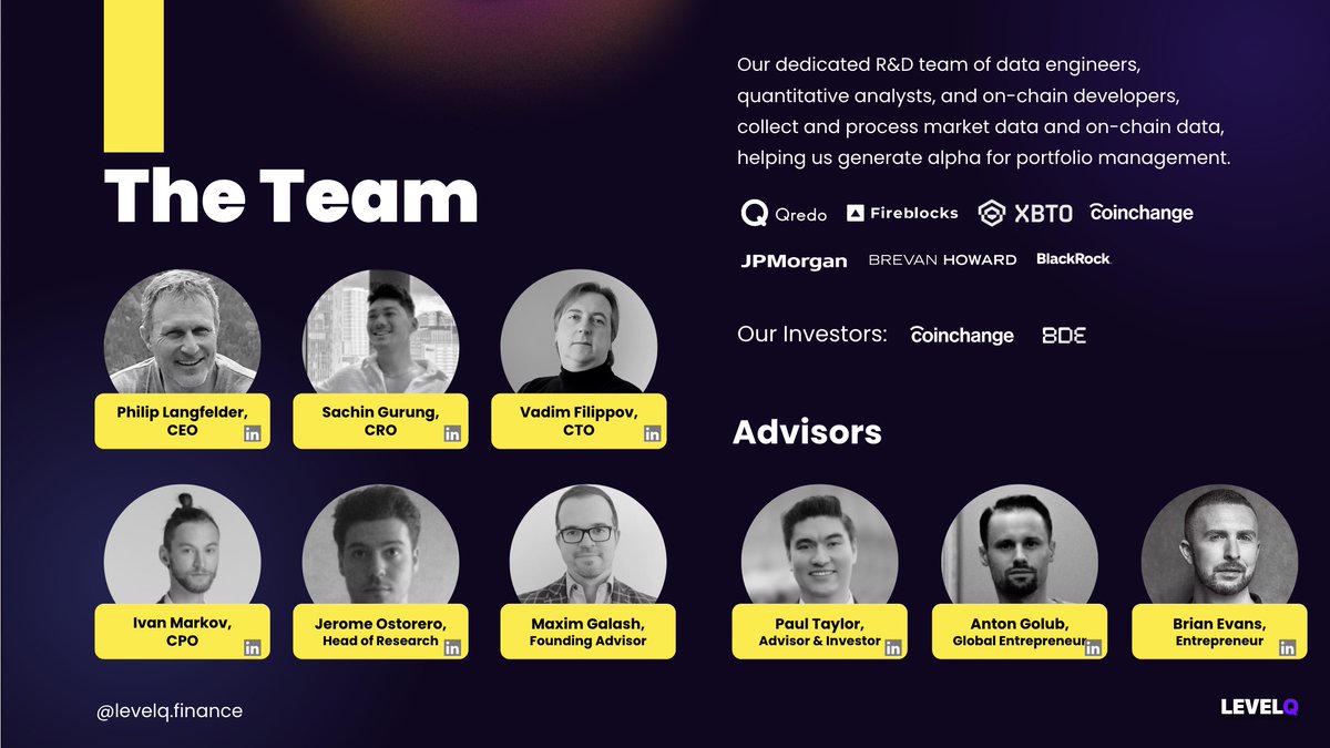 We are happy to introduce our dedicated R&D #team, comprised of data engineers, quantitative analysts, and on-chain developers.   

This talented group collects and processes market and on-chain data, playing a crucial role in generating alpha for our portfolio management.