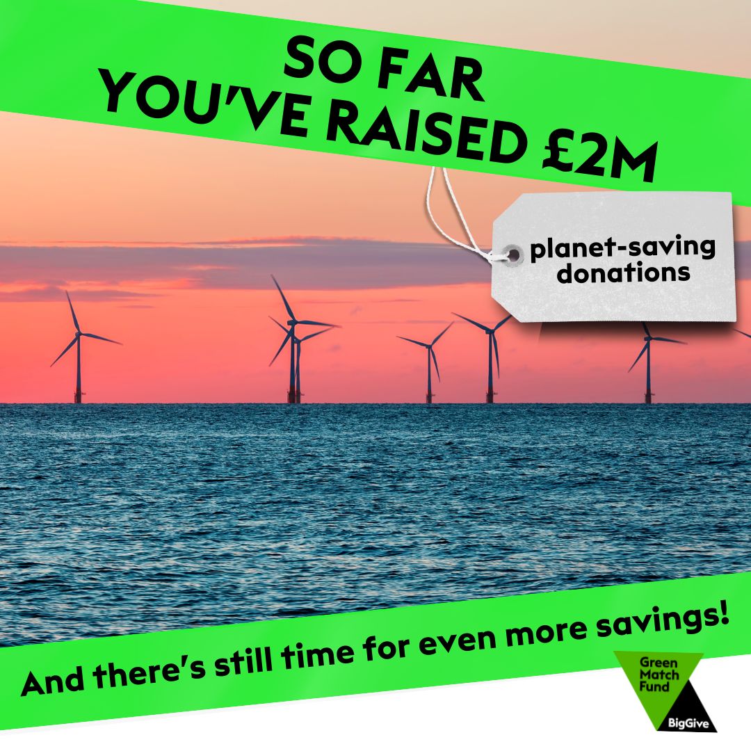 We're going into the weekend on a high, #GreenMatchFund has reached an astounding £2m milestone! Thank you🎉💚 For those who haven't donated yet, there's still plenty of opportunity to join in and double your difference!💪 Donate now and see it double: bit.ly/GMF24Social