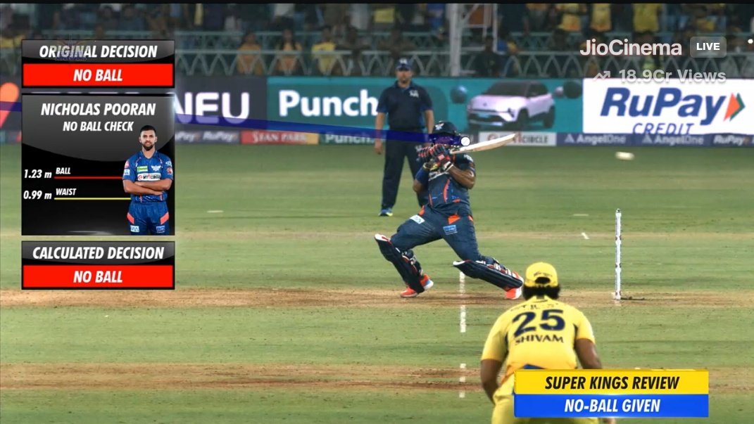 1. Why did the 3rd umpire need ball tracking for this obvious no ball? 2. Why did the CSK review this, with only 2 runs needed at that stage? These things needlessly waste time and in a way disrespect the viewers! #IPL2024 #CSKvLSG #LSGvCSK