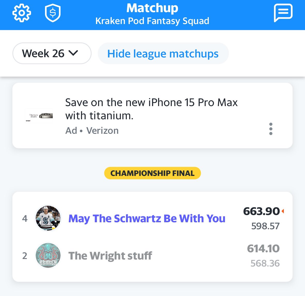 NHLSeattle's tweet photo. Top 10 life achievement: winning the @KrakenPod fantasy hockey league and taking out @SoManyWays2Joey on the way to the title. 🏆

Here’s hoping I get a sweet trophy and an invite to come on the show and talk Red Wings with @JeffJanuszek. 😂 https://t.co/wmWgUaEomS