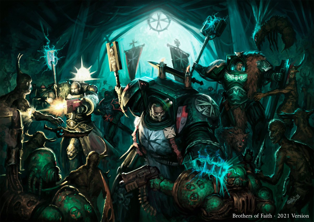 Remastered version of Brothers of Faith, an illustration I made in 2021 for blacklion40k 💀 Orniris.com #warhammerfanart #warhammerart #warhammer40000 #warhammer40k #spacemarines #blacktemplars #nurgle #deathguard #spacewolves #grimdark
