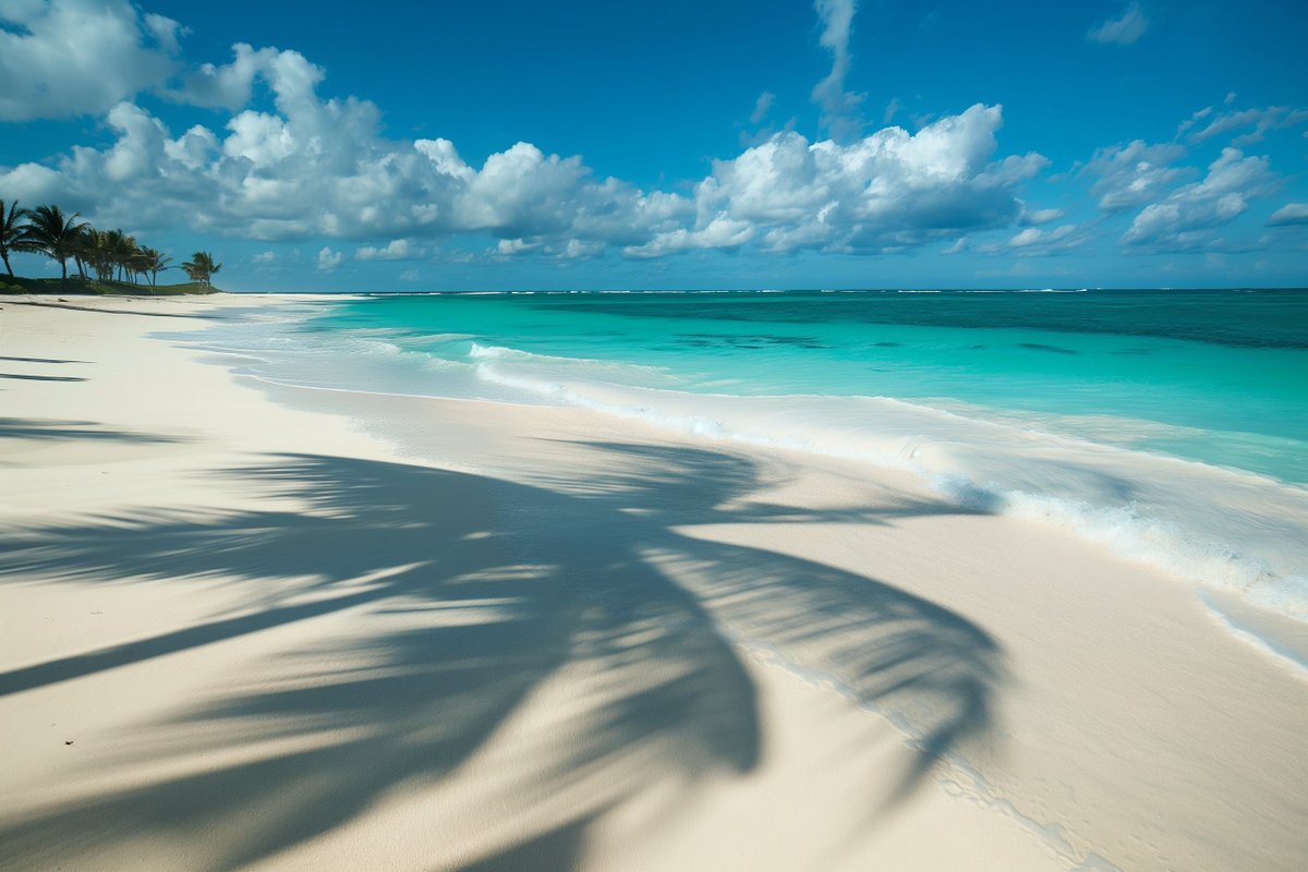 DreamCReality's tweet photo. Palm shadows play on sugar-white sands, a breezy whisper over turquoise tranquility. 🌴🌊 This is where time slows, and worries dissolve with the ebbing tide.

What's your slice of paradise? #BeachBliss #ParadiseFound https://t.co/1ozNDSV1BA