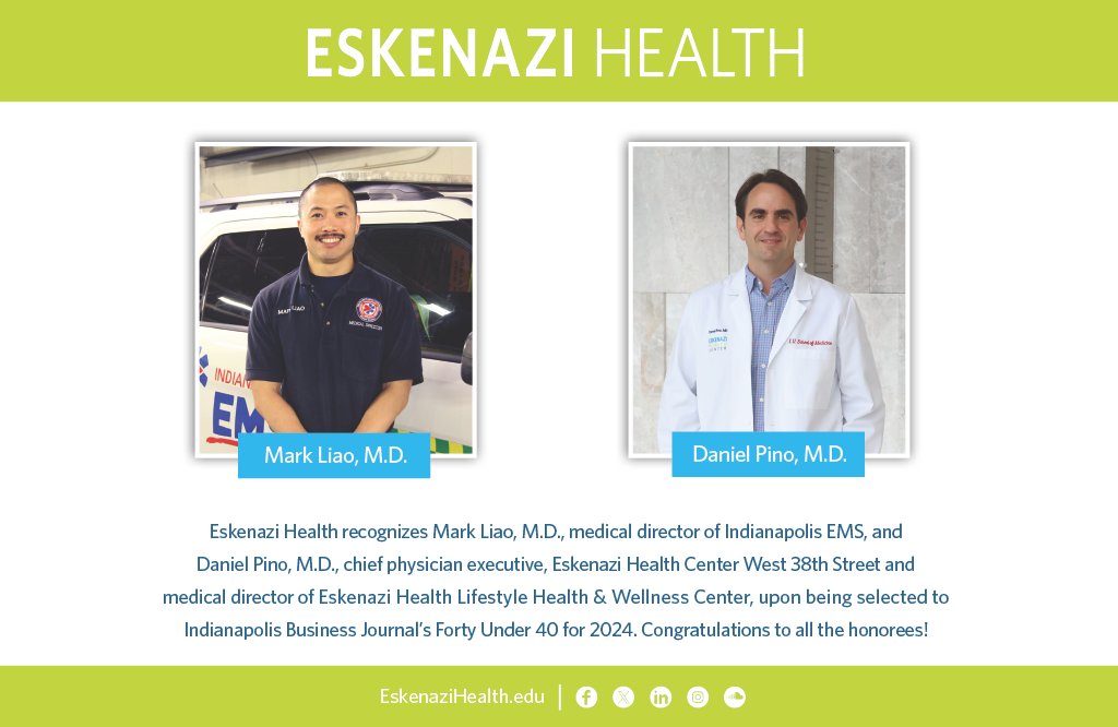 🎉Congratulations to Daniel Pino M.D., Mark Liao M.D., and all the honorees on this selection as one of Indianapolis Business Journal’s Forty Under 40 for 2024! #IBJ40