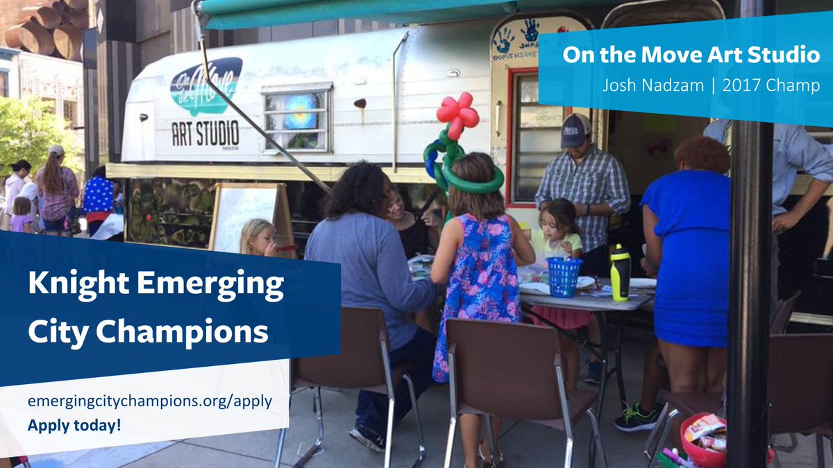 KECC 2017 alum Josh N. is using a mobile art room to host free art classes for youth in public spaces within underserved neighborhoods in his city. 

Got an idea to make #publicspaces in your city more equitable and inclusive? Visit emergingcitychampions.org/apply

#k880champs @knightfdn
