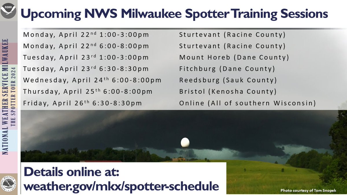 You get a spotter training!  YOU get a spotter training!  And YOU get a spotter training.  

Lots of options for spotter training next week from far SE WI to Sauk County.  We also have our first online session on Friday night (PARTY!).  Register at: google.com/url?q=https://… #wiwx