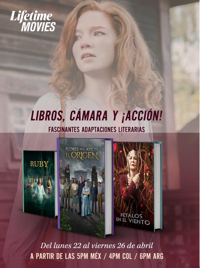 En @MiLifetime se celebra la semana del libro con las mejores lifetime movies de “Libros, Cámara y ¡acción!”, del 22 al 26 de abril a partir de 17:00 hrs. Historias basadas en el ingenio de la escritora V.C. Andrews y los libros de Ann Rule, autora de crímenes reales #sandymoon