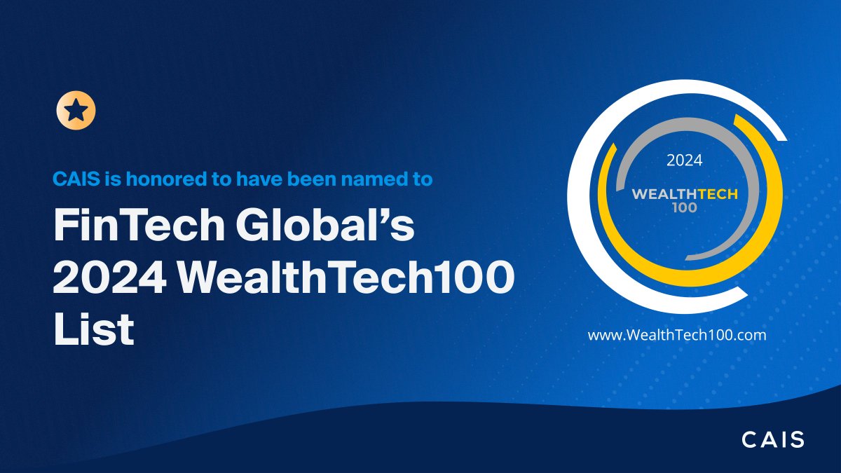 CAISgroup's tweet image. CAIS is honored to have been named to FinTech Global’s 2024 WealthTech100 list, which recognizes companies transforming the operations of investment firms, private banks, and financial advisors.

Check out the full list here: caismarketing.com/3W3UTT6

#WealthTech100 #alternatives