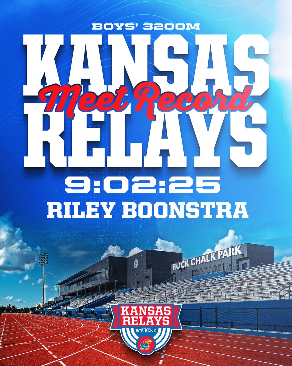 NEW MEET RECORD 🚨 Riley Boonstra from Norris High School now holds the Kansas Relays record for the boys' 3200m 💪