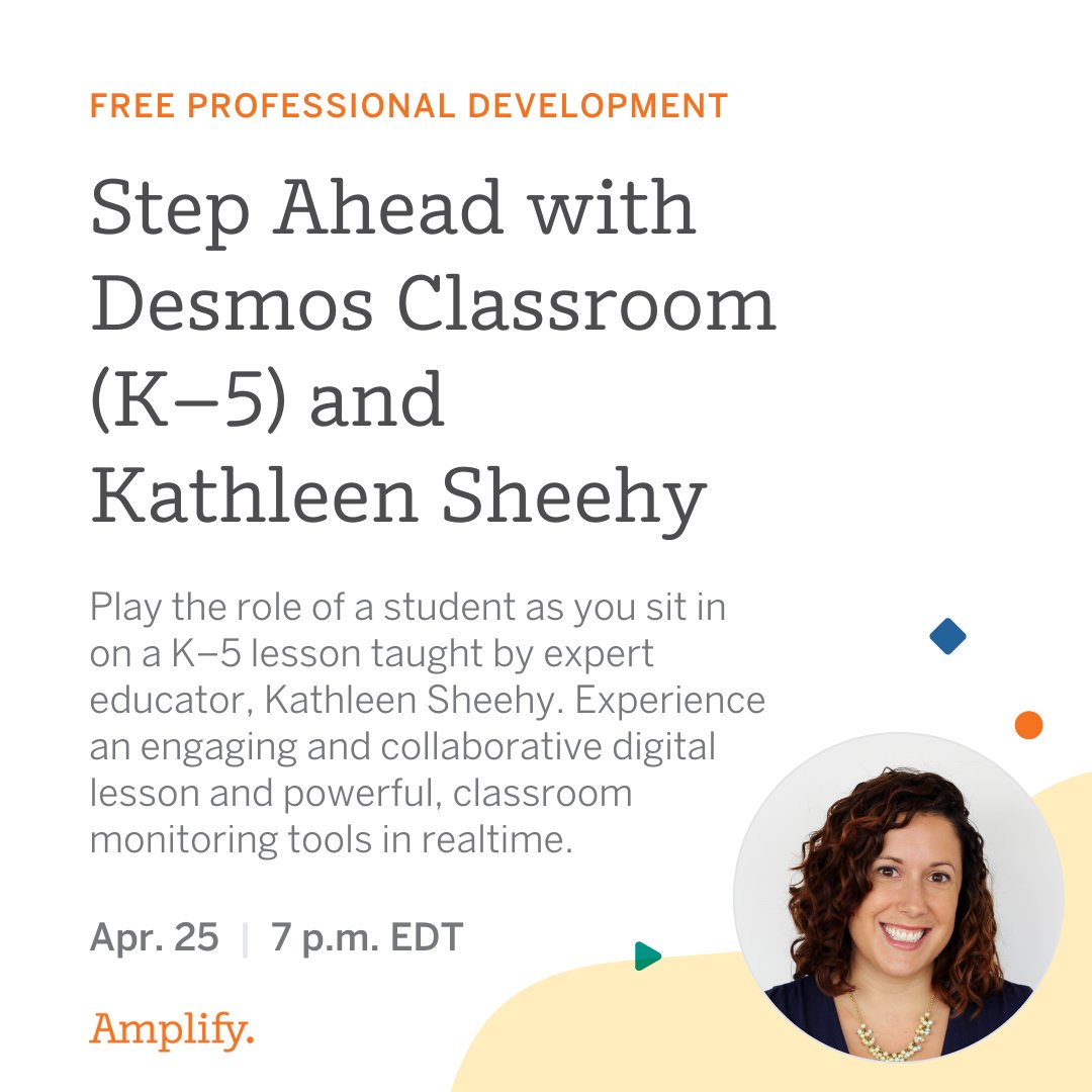 👀 Explore our new K–5 routines in Desmos Classroom with guidance from expert educator Kathleen Sheehy! ➡️ Save your seat at this PD session—and more: at.amplify.com/spring24math