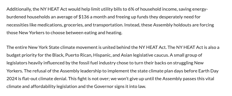 RenewablHeatNow's tweet photo. The Assembly chose fossil fuel bottom lines over the needs of their constituents &amp; blocked #NYHEAT, arguably the most transformative energy affordability &amp; climate bill since the CLCPA, from this year's budget.

We're furious &amp; heartbroken.

Our response: https://t.co/ddmb8TPbNN https://t.co/zrjGeIBIHu