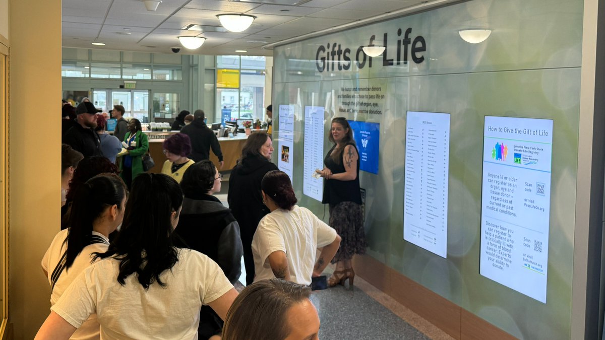 Families of organ donors gathered Friday for the emotional unveiling of the Gift of Life Honor Wall. The permanent installation is located in the main lobby of Strong Memorial Hospital and honors recent heroes who selflessly donated organs, tissue and bone marrow to help save