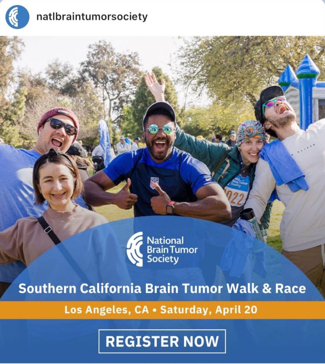 There is still time to register and join our team tomorrow at the @NBTStweets So. Cal Brain Tumor Walk and Race bit.ly/3J2JXxm This community event, races awareness and funds to support the needs of brain tumor patients and their families. Together, let's help find a