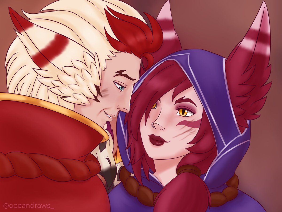 OceanSoulart's tweet photo. Happy birbday people! 🎉 #xayah #rakan https://t.co/Y6lUUeH7uT