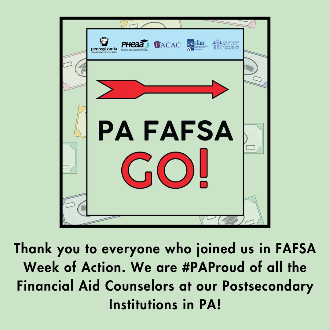 As FAFSA Week of Action comes to a close, we're incredibly grateful to everyone who participated and helped spread the word about the importance of completing the FAFSA! Haven't filled yours out yet? Get started at studentaid.gov