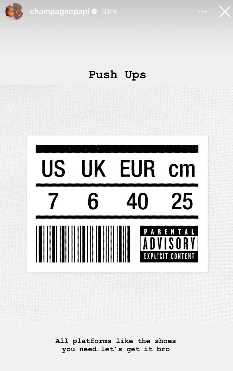 Drake officially drops his Kendrick Lamar diss track “Push Ups” on streaming platforms 👀 “All platforms like the shoes you need… let’s get it bro.”