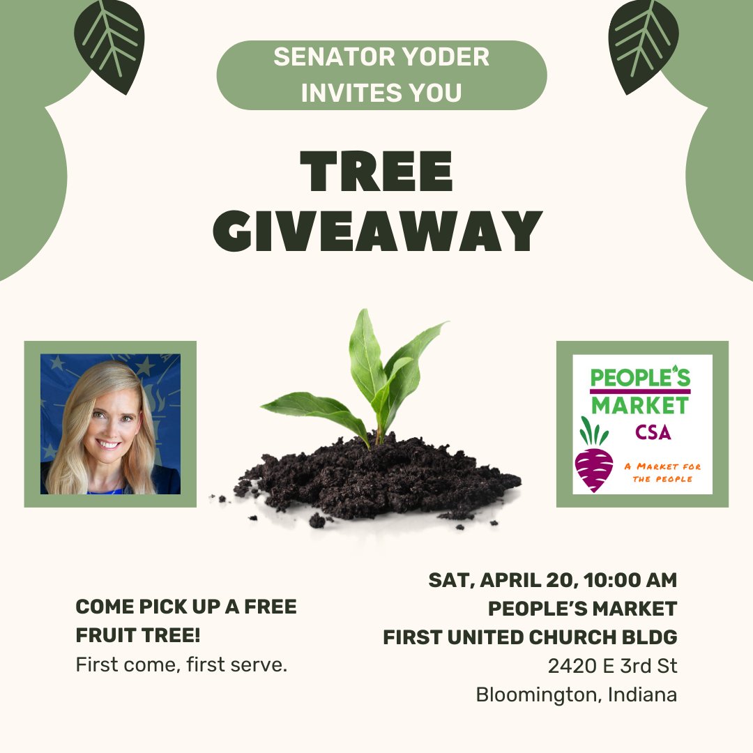 Please join me at the People's Market this Saturday at 10AM for a free tree giveaway! We have lots of locally cultivated fruit trees this year so you can grow sustainable fresh fruit. I hope to see you there!