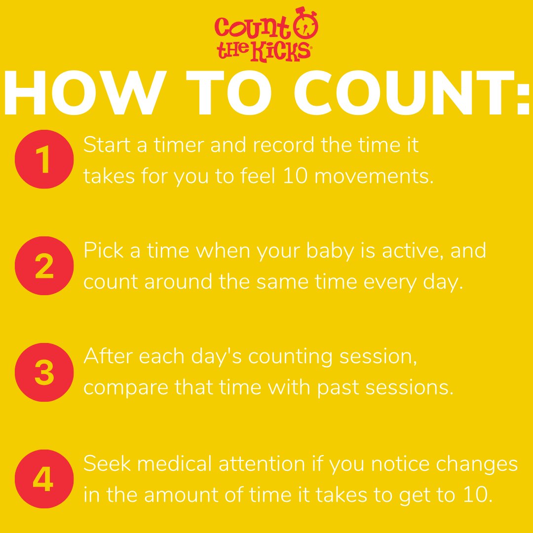 Counting kicks is a simple way to monitor your baby’s well-being! Expectant parents should begin counting daily at 28 weeks. Our app is available on your smartphone, or web browser. We also have paper charts + counting bands! Check them out here: countthekicks.org/download-app/