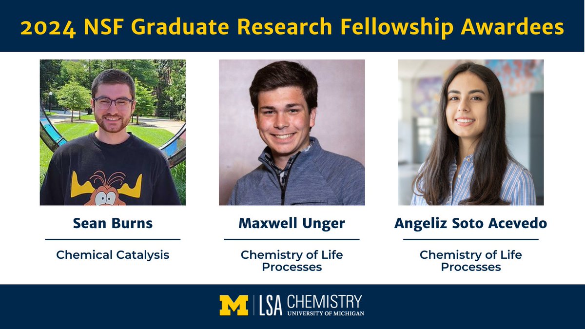 Congratulations to our #MichiganChem graduate students who were awarded @NSF Graduate Research Fellowships for 2024!