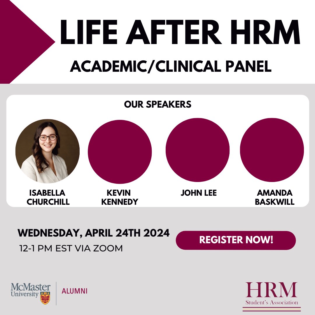 Looking to find out more about academic or clinical careers? 🎓

Join us on April 24th at 12pm to hear our 4 panelists discuss how to successfully transition from grad school to the academic/clinical workforce. Stay tuned for speaker bios!

‼️ Register: linktr.ee/HRMSA
