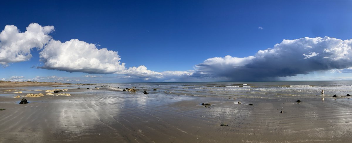 The classic beach shot. Sand. Sea White Cloud. Wind Farm. Black cloud. And that’s me in the corner…..