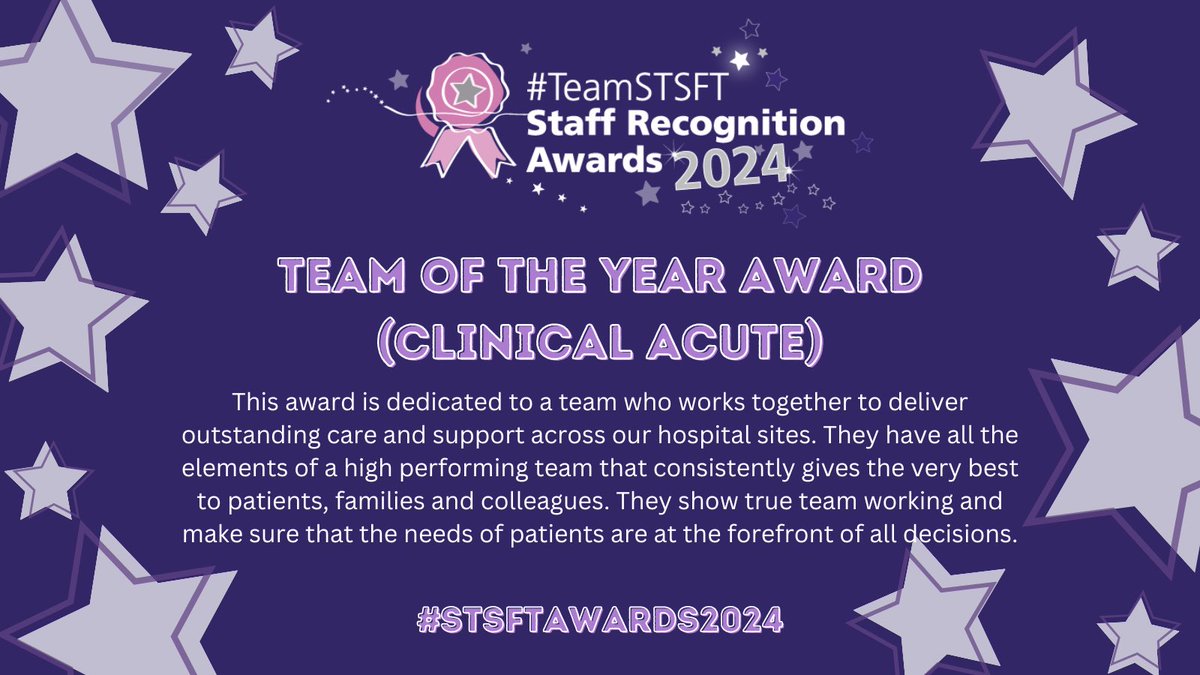 The Clinical Acute Team of the Year is our next award.#TeamSTSFT