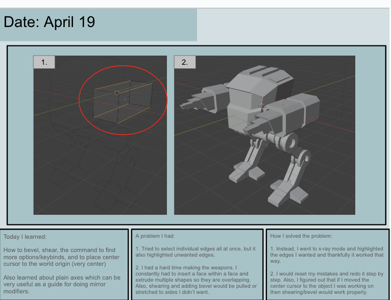G7 to 9 3D Character Design students <a href="/RVSDiscoveryTr/">Discovery Trails Online School</a>  are challenged to make a Mech using <a href="/Blender/">Blender 🔶</a> . Check out this students process.