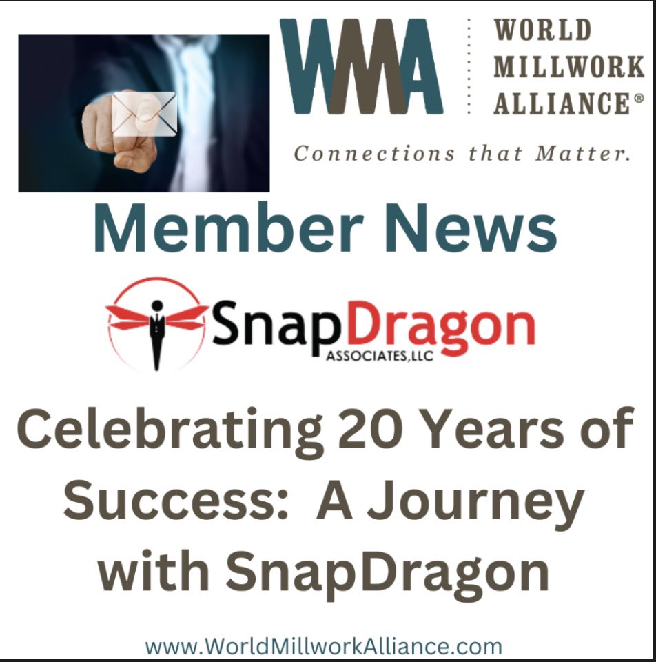 SnapDragon President and Owner, Cassie Fosher, looks back on SnapDragon's 20-year history and what lies ahead for the company over the next 20 years. Read more at snapdragonassociates.com/celebrating-20… #WMA #WorldMillworkAlliance